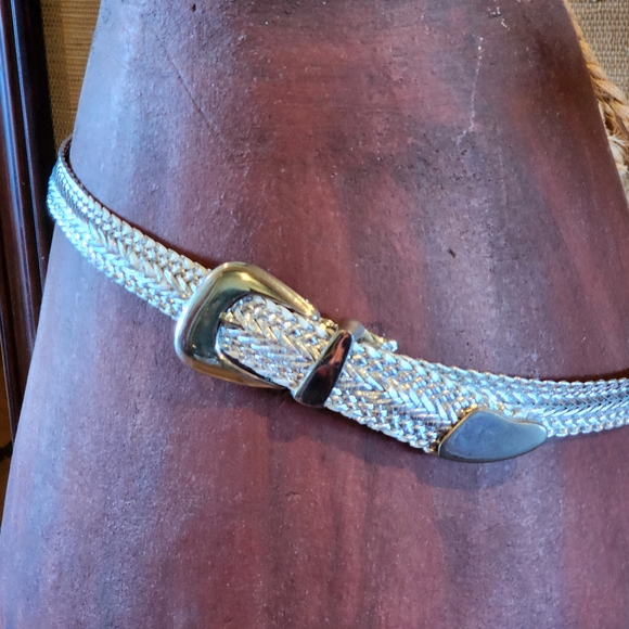 Accessories - Silver Braided Belt 1 Inch Wide 43"